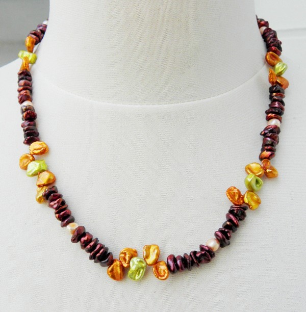 PB268013-2695-B Keshi Perlen Kette, Süßwasserperlen Keshi Unikat Kette handgefertigt 4450