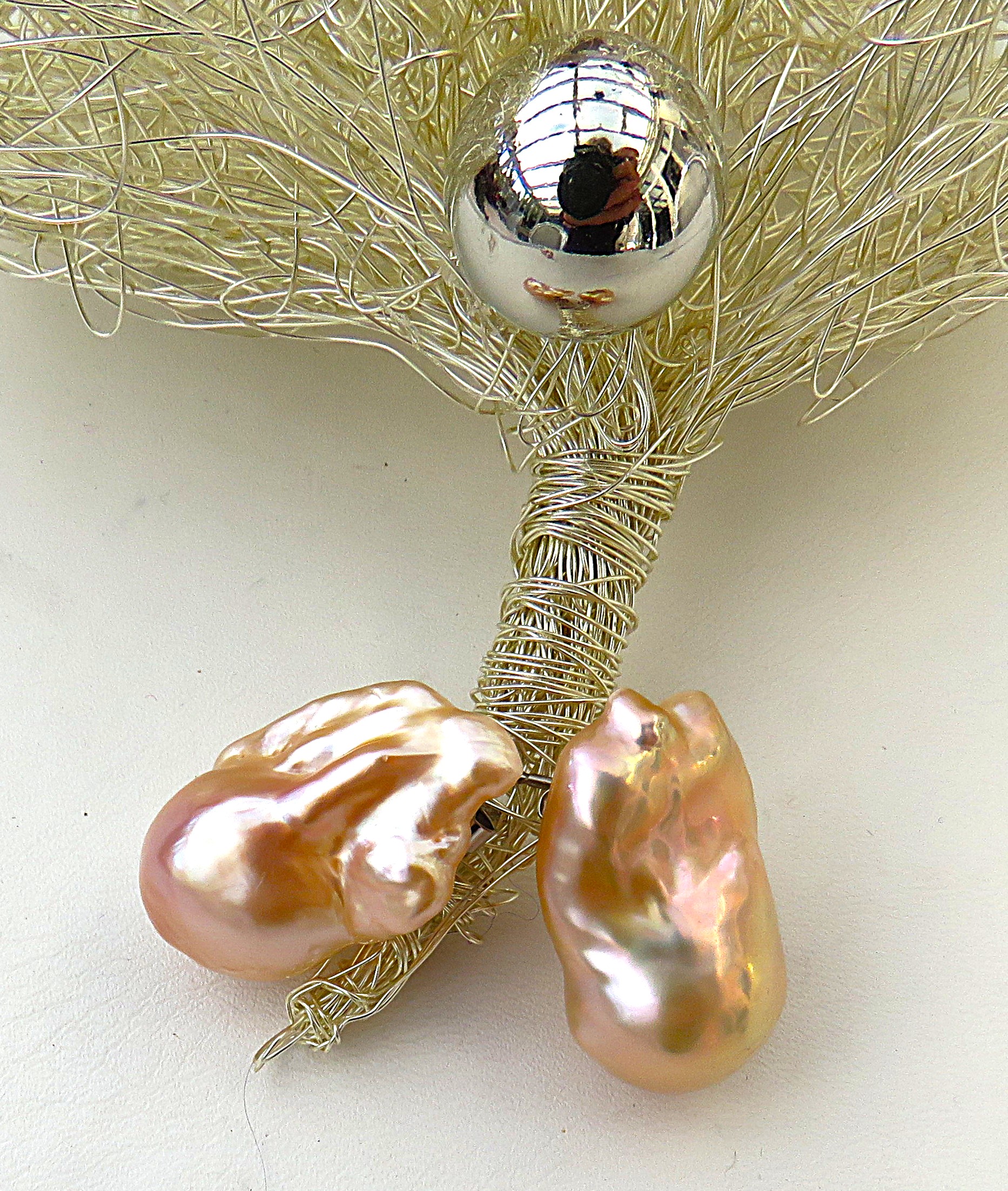 Ming Perlen Ohrstecker Tropfen barock naturfarben handgefertigt 925 rh  5707