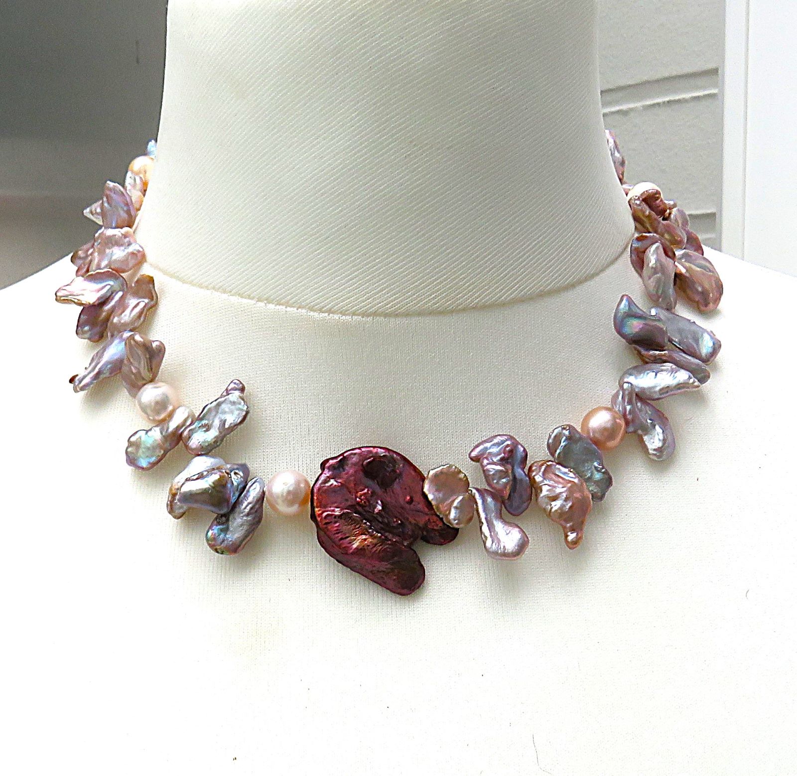 IMG_5671-5400 Keshi Perlen Kette Perlen Kette Keshi Natur Perlen Coin Perlen Unikat Kette 5400