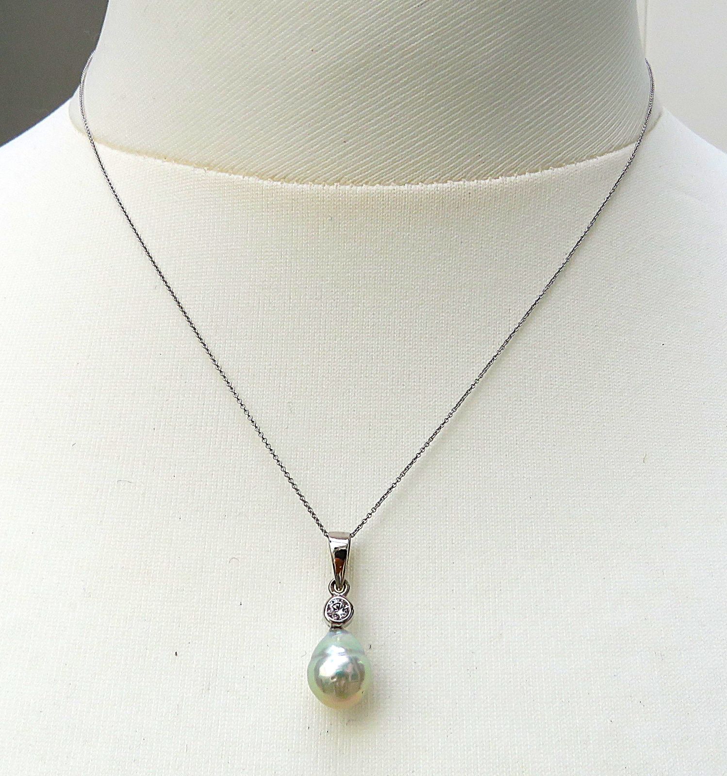 Südsee Perlen Anhänger an Ankerkette Sterlingsilber rhod. 45 cm 5772 im Set