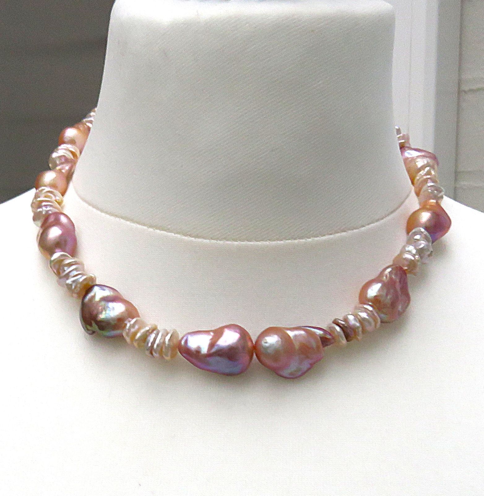 Perlenkette Ming Perlen Kette Keshi Perlen Kette Unikat Kette handgefertigt 5685