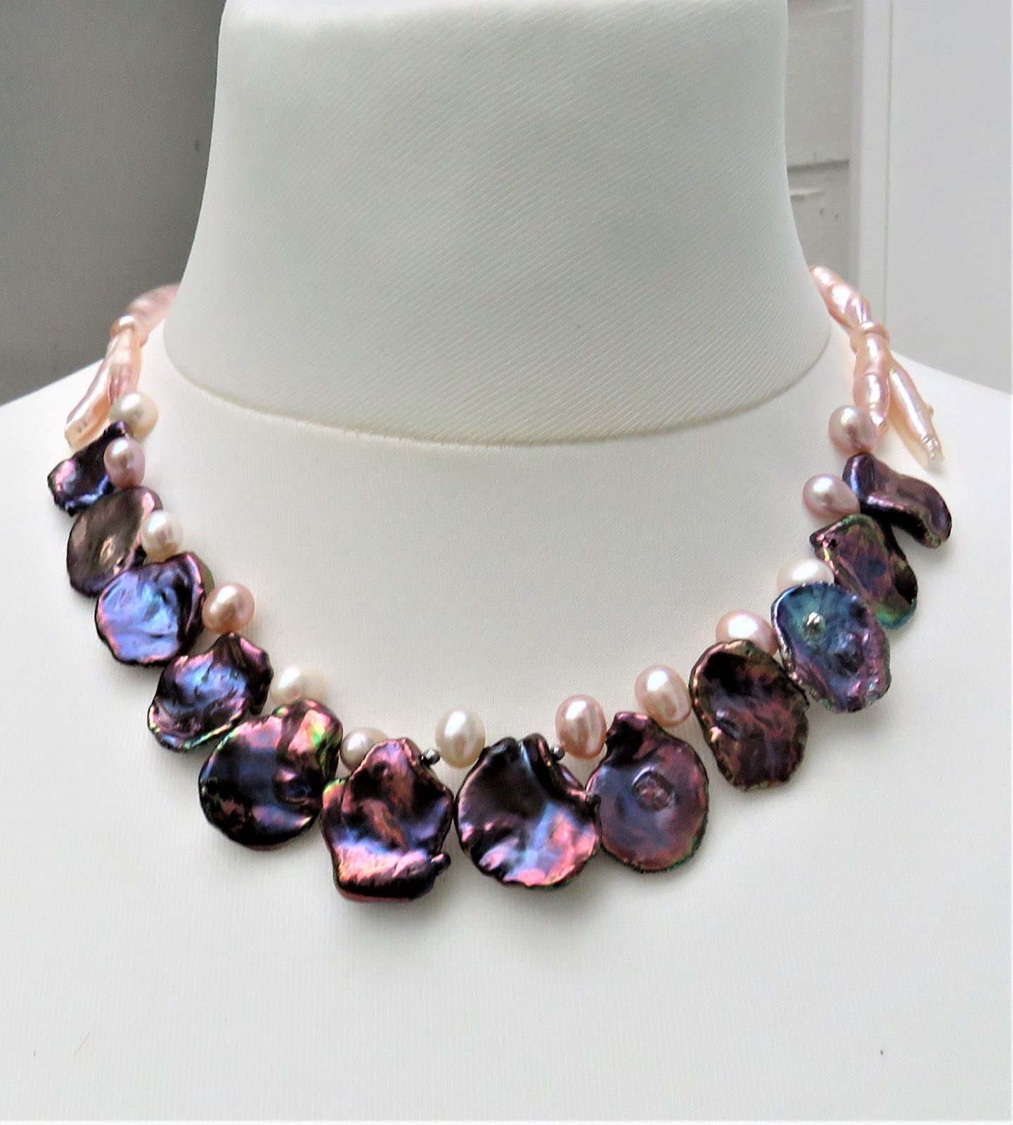 IMG_0715-2-4982 Keshi Perlen Tropfen Perlen Kette Perlencollier handgefertigt Unikat Kette 4982