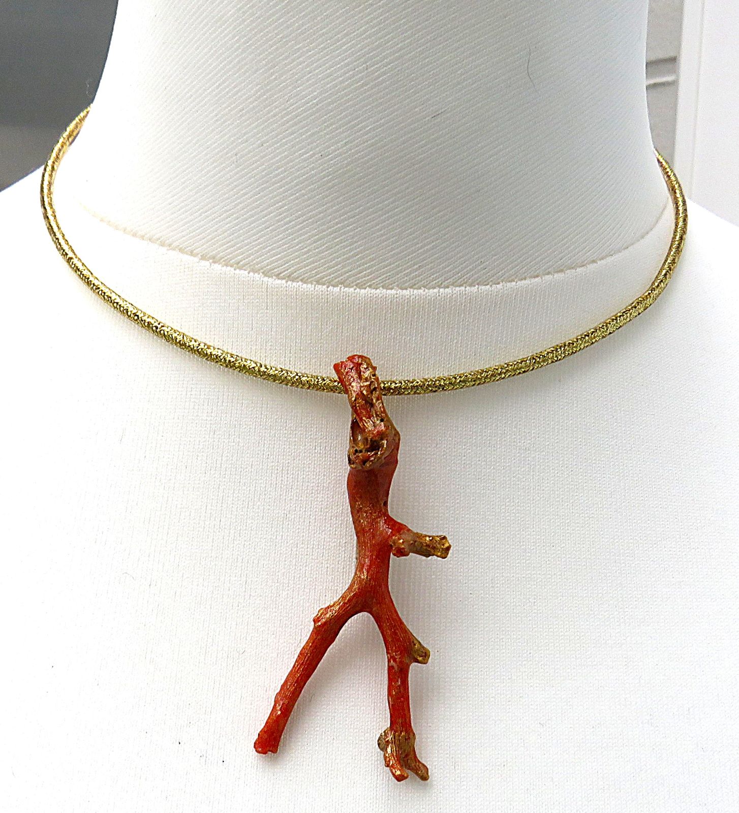 Korallen Unikat Anhänger Muschelgold 999,3 an Magnetreif oder Edelstahlreif 5510