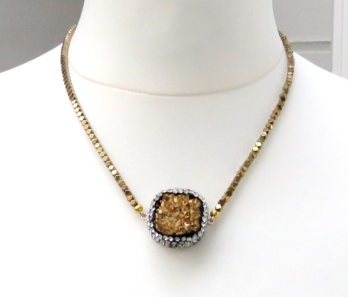 IMG_2146-2-4239 Hämatit Kette mit Achat Druse golden galvanisiert 3885
