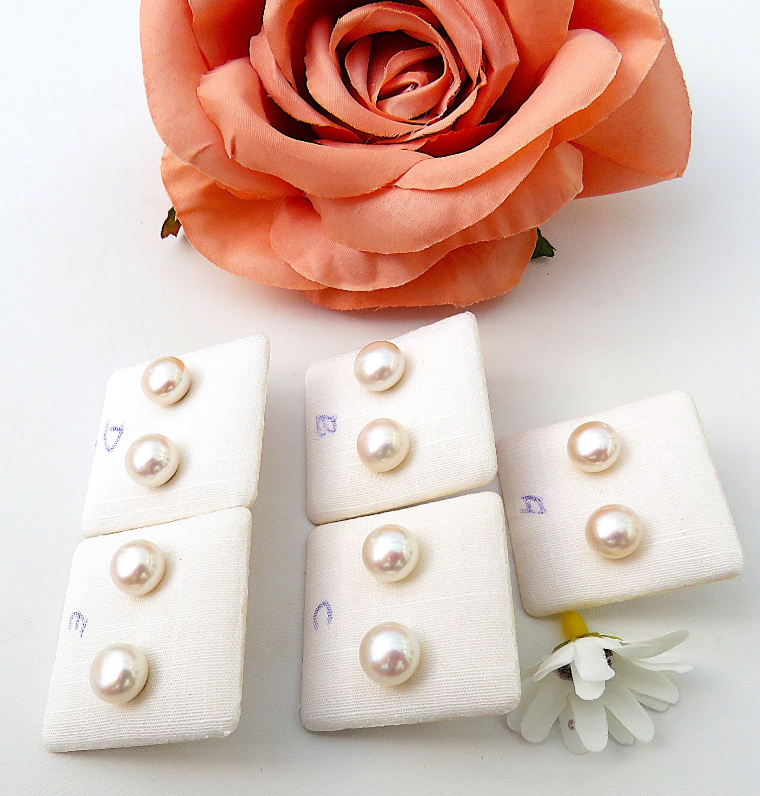 Süßwasser Perlen Ohrstecker Bouton Perlen AAAA  Ohrring Sterlingsilber 9 mm 5725