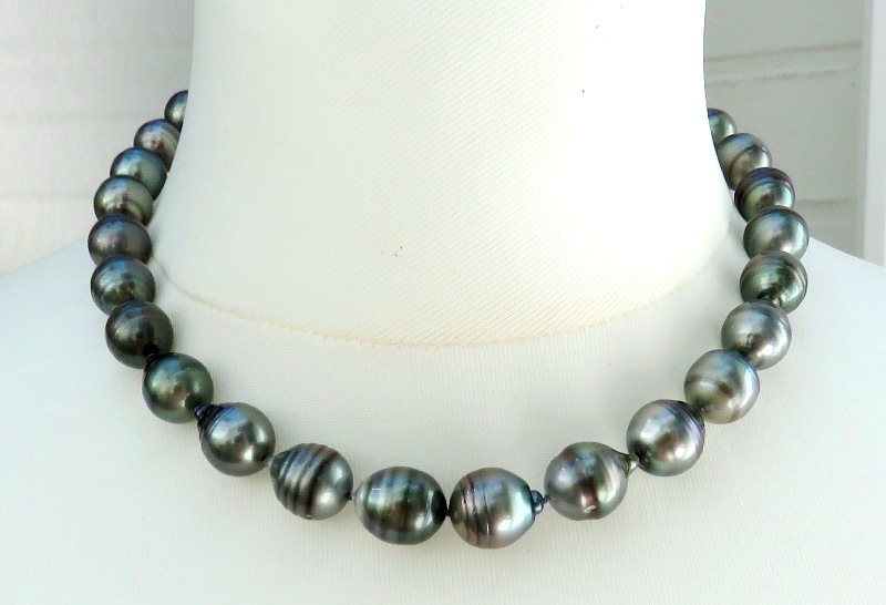 IMG_1274-2-4173 Tahiti Perlenkette barock  Unikat 11,2 bis 12,6 mm AA 14 kt Weißgold 5145