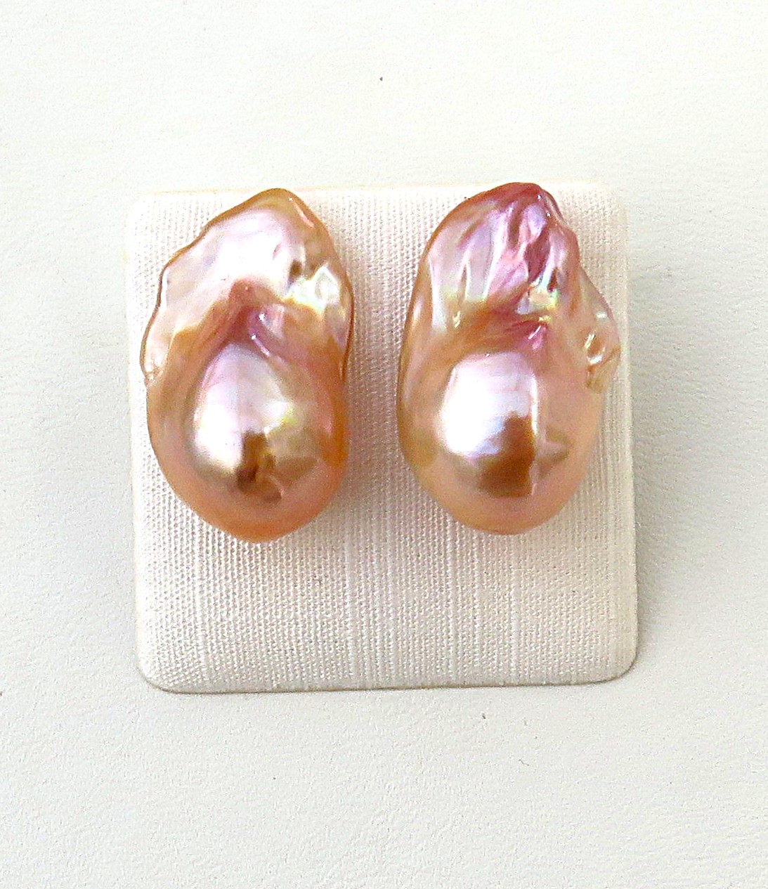 Ming Perlen Ohrstecker Tropfen barock naturfarben handgefertigt 925 rh  5708