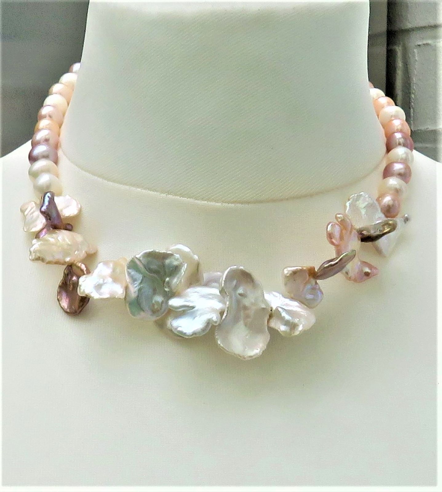 IMG_2299-3-5119 Keshi Perlen Potatoe Perlen Kette Süßwasser Perlen Collier Unikat Kette 5119