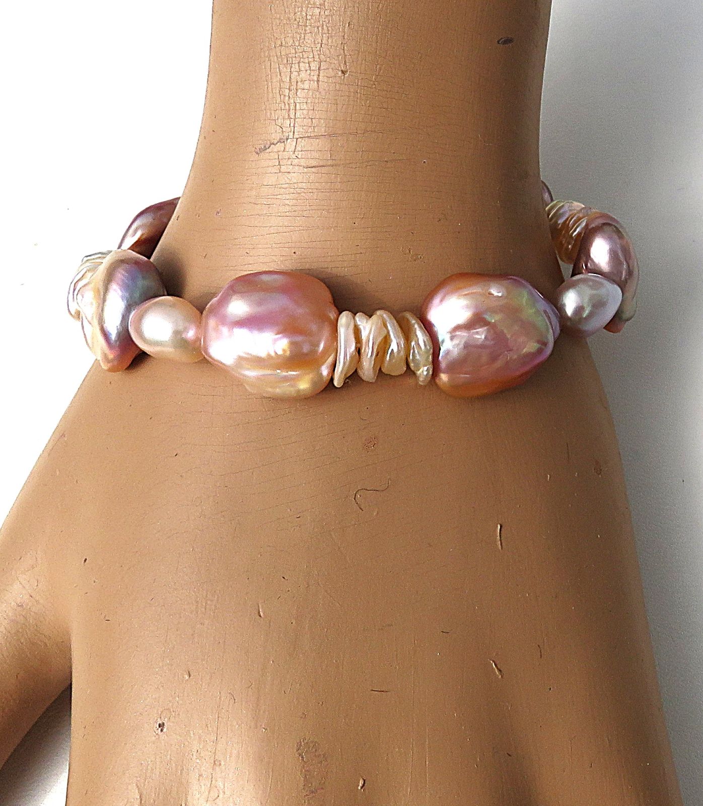 Perlen Unikat Armband Keshi Perlen natur kernlose Süßwasser Perlen 5650