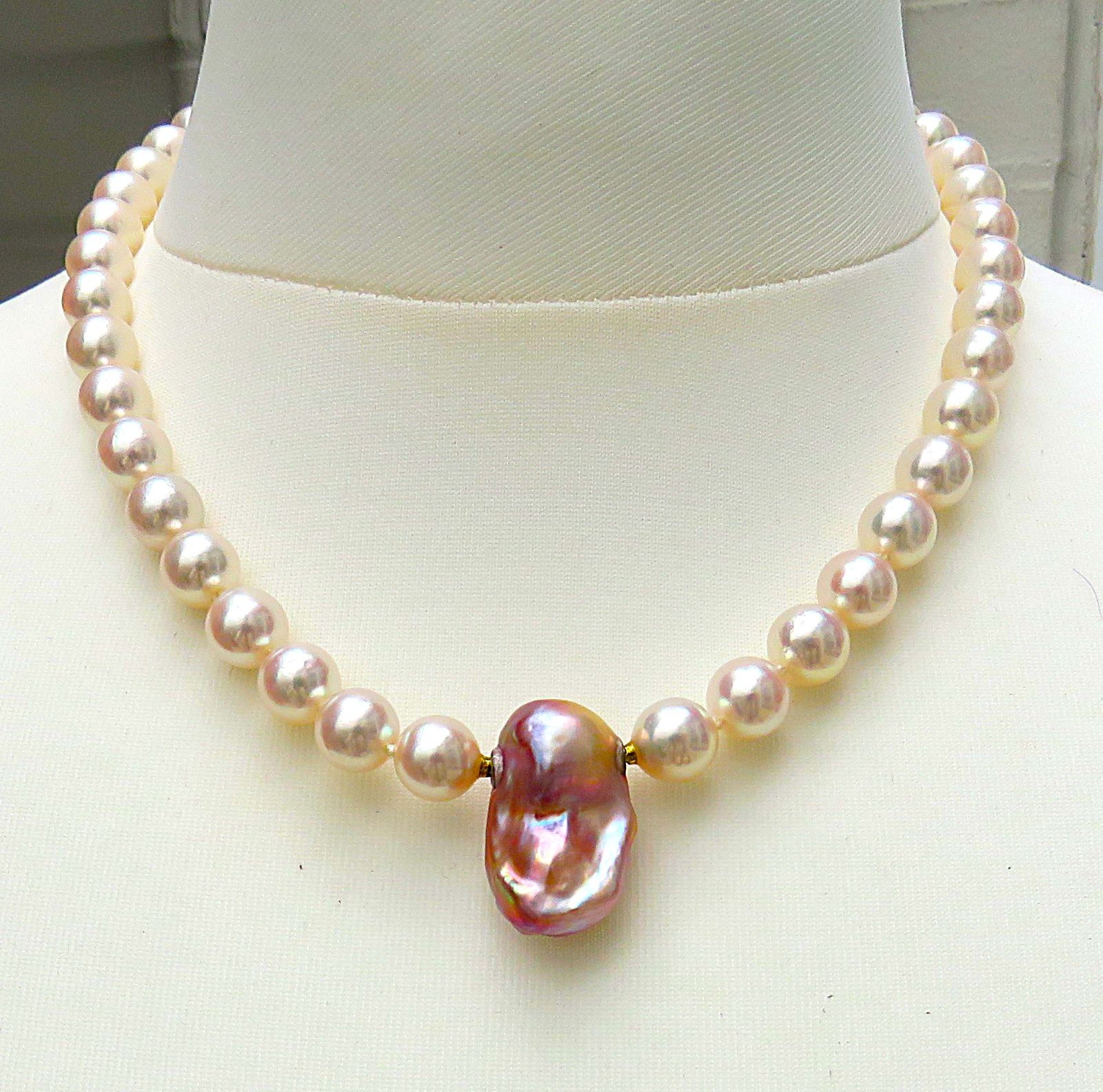 Ming Perlen Wechselschließe Süßwasser Perle Unikat 30,5 ct Perle barock 5744