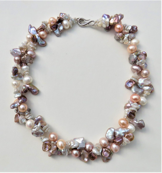 Keshi Perlen Kette Süßwasser Perlen Kette Unikat Perlenkette handgefertigt 5034