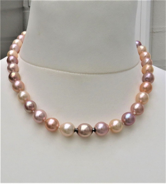 Ming Perlen Kette Unikat Perlen Kette Süßwasserperlen Collier AAA 9-11 mm 5153