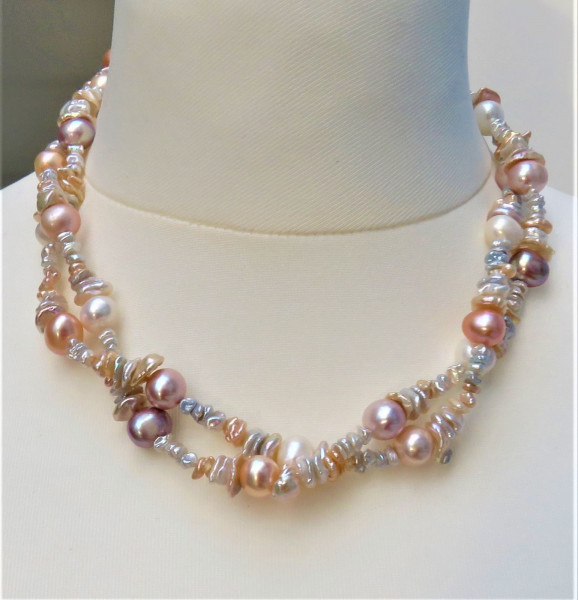 Keshi Perlen Kette Süßwasser Perlen Kette Unikat Perlenkette handgefertigt 5023