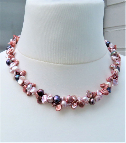 Perlen Kette Keshi Perlenkette Süßwasser Perlen Collier 4996