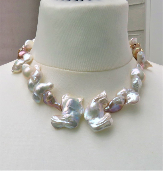 Ming Perlen Fancy Perlen Kette Unikat Perlenkette Süßwasserperlen Kette 5047