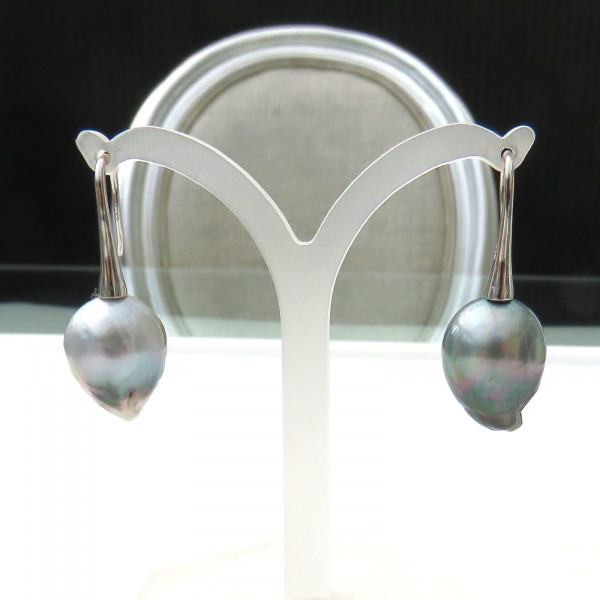 Tahiti Perlen Ohrringe Tropfen 14 mm barocke Unikat Tahitiperlen Ohrhänger 5349