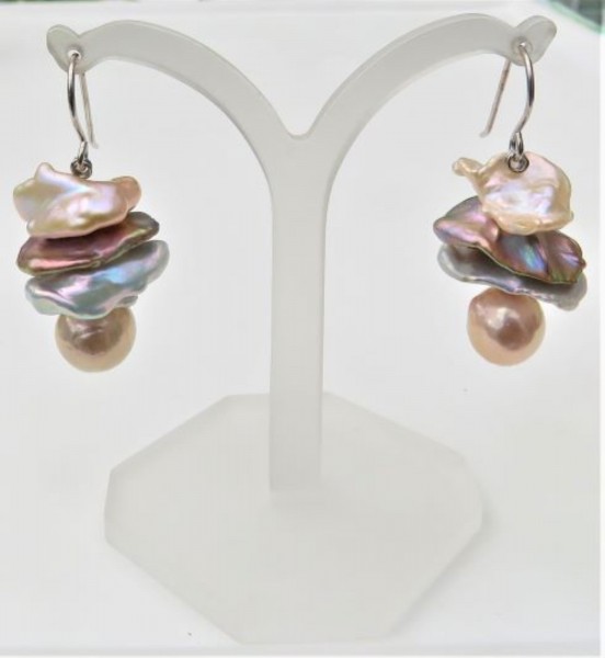 Keshi Perlen Ming Perlen Ohrringe Perlen Unikat Ohrringe handgefertigt 4922
