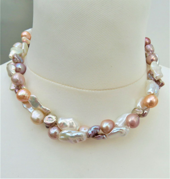 Perlenkette Ming Perlen Kette Keshi Perlen Kette Unikat Kette handgefertigt 5001
