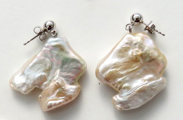 Perlen Ohrringe Süßwasser Coin Perlen Unikat Ohrringe Silber handgefertigt 4753