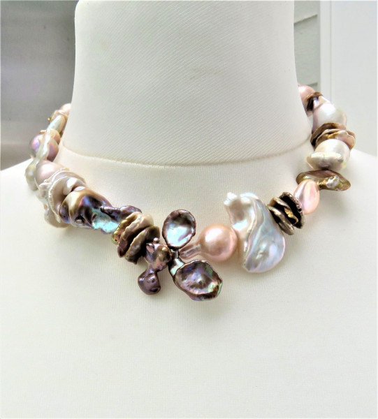 Perlenkette Ming Perlen Kette Keshi Perlen Kette Unikat Kette handgefertigt 5244