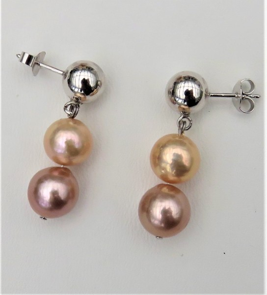 Ming Perlen Ohrringe Perlenohrstecker Unikat Süßwasserperlen Ohrringe 4965