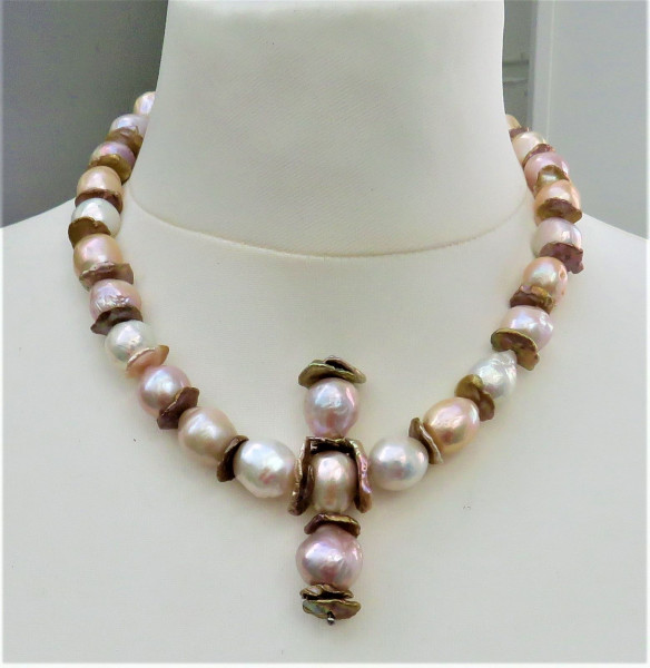 Ming Perlen Keshi Perlen Collier Perlenkette Perlen Unikat Collier Natur 5065