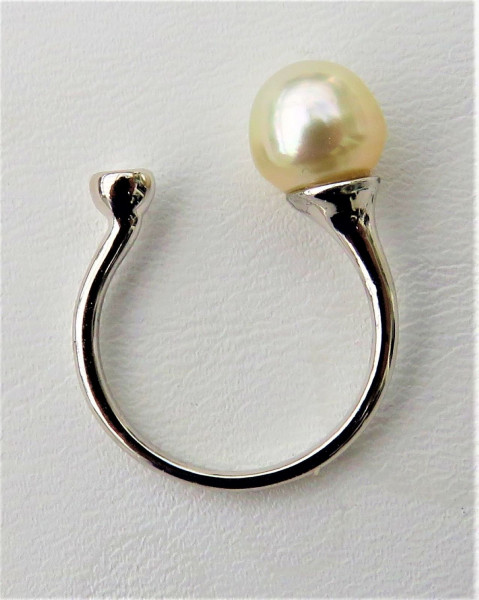 Südsee Perlen Ring Sterlingsilber rhodiniert Perlenring Größe variabel S5038