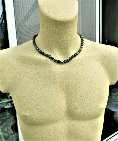 Herrenschmuck Tahiti Perlen Kette Tahiti Perlen Unikat Collier 52 cm 8-9 mm 5270