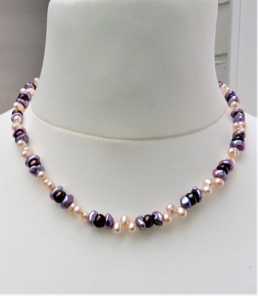 Keshi Perlen Kette Tropfen Perlen Bouton Perlen Kette Unikat Perlenkette 4930