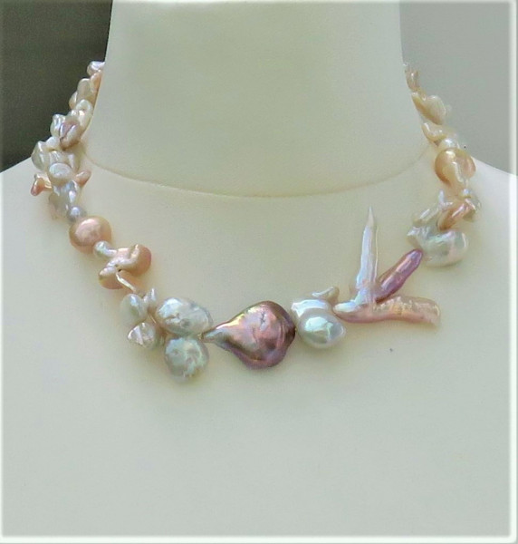 Keshi Perlen Collier Süßwasser Perlen Kette Perlen Kette Unikat 5060