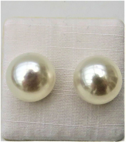 Süßwasser Perlen Ohrstecker Bouton Perlen AAAA Sterlingsilber 12,7, 13 mm 5147