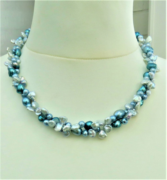 Keshiperlen Kette Perlen Unikat Kette Perlen Tropfenperlen Perlencollier 5173