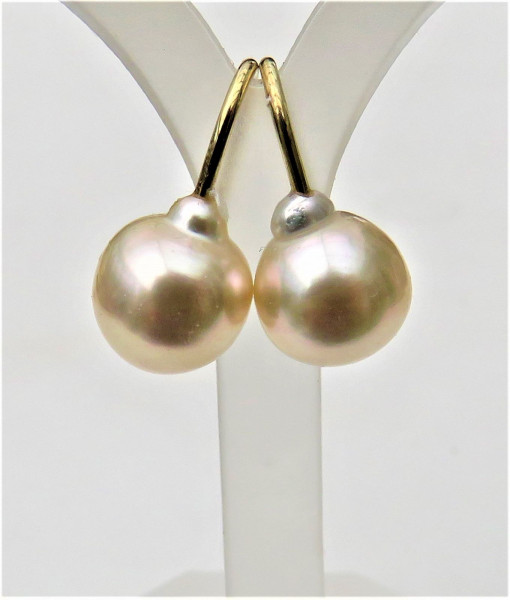 Südsee Perlen Ohrringe Ohrhänger Tropfenperlen Gelbgold 14 ct A5040