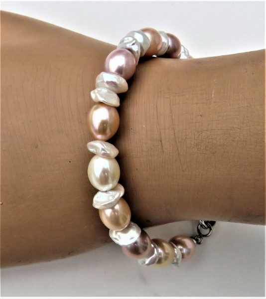 Perlenarmband Süßwasserperlen Armband Keshi Perlen Armband Einzelstück 5139