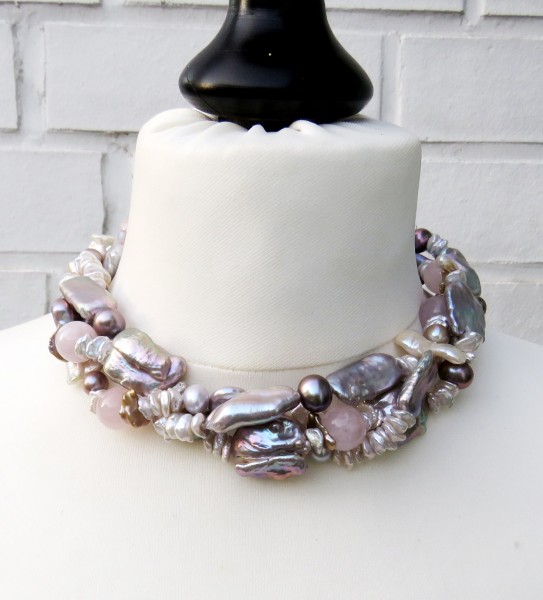 Keshi Biwa Perlen Collier Unikat Perlen Kette Biwa Perlen Süßwasser Perlen 4636