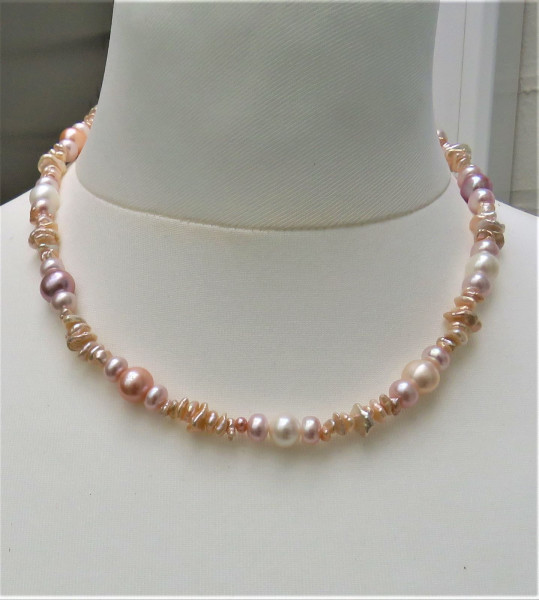 Keshi Perlen Kette Süßwasser Perlen Kette Unikat Perlenkette handgefertigt 5022