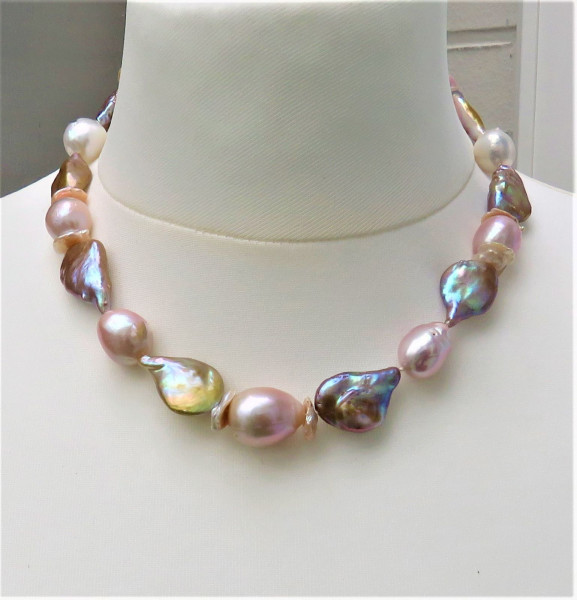 Ming Perlen Keshi Perlen Kette Unikat Perlenkette Süßwasserperlen Kette 4998